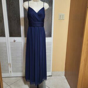 David's Bridal Blue Long Sleeveless Dress